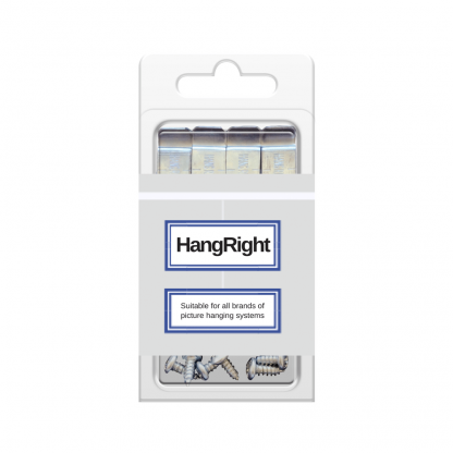HangRight Clips - Stop forward leaning frames and canvases on picture hanging systems